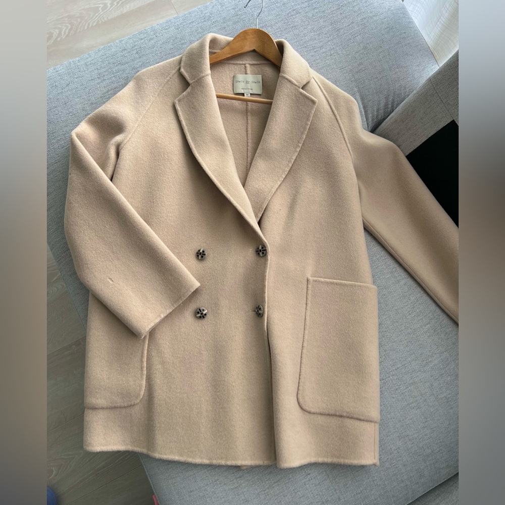 Elegant Beige Double-Face Wool Coat-Blazer